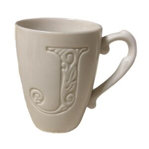 Lenox Initially Mine White Letter “J” Embossed Monogramed Coffee/Tea Mug